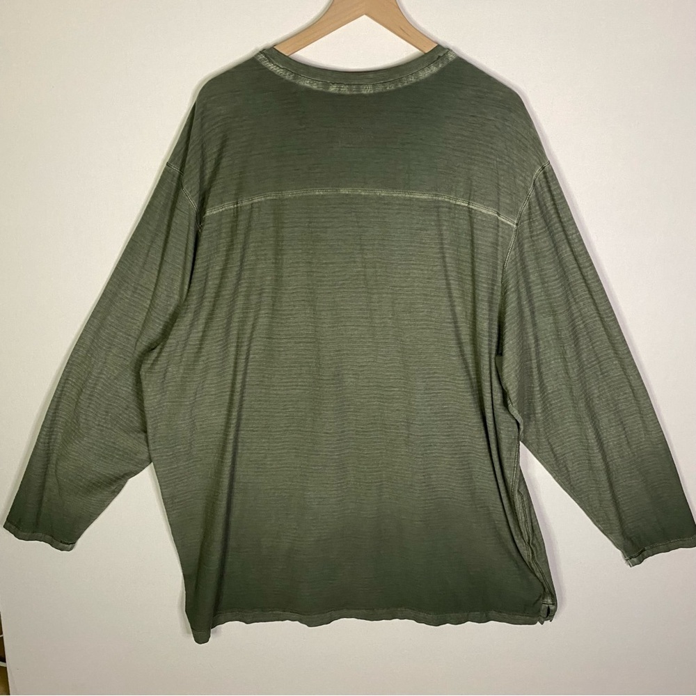 Tommy Bahama 2XLB Long‎ Sleeve V-Neck cotton Shirt green comfy - Picture 5 of 6